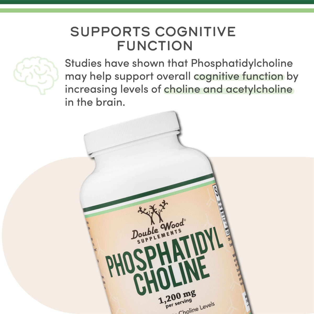 Phosphatidylcholine 1,200mg - 210 Softgels - Enhanced Version of Soy Lecithin (Choline Supplements) - Non-GMO and Gluten Free to Support Brain Health by Double Wood