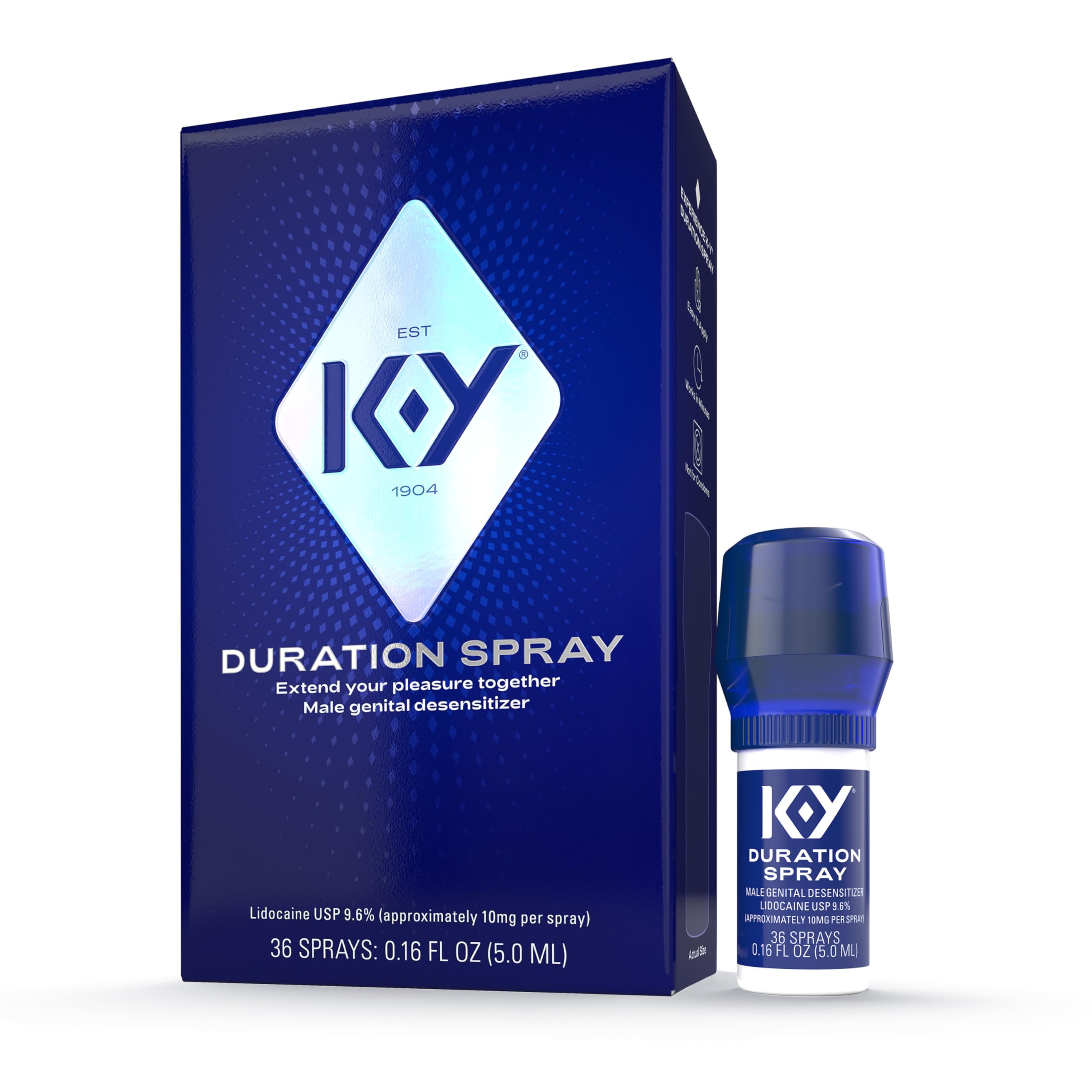 K-Y Duration Delay Spray, Numbing Lidocaine Climax Spray for Men, .16 FL OZ