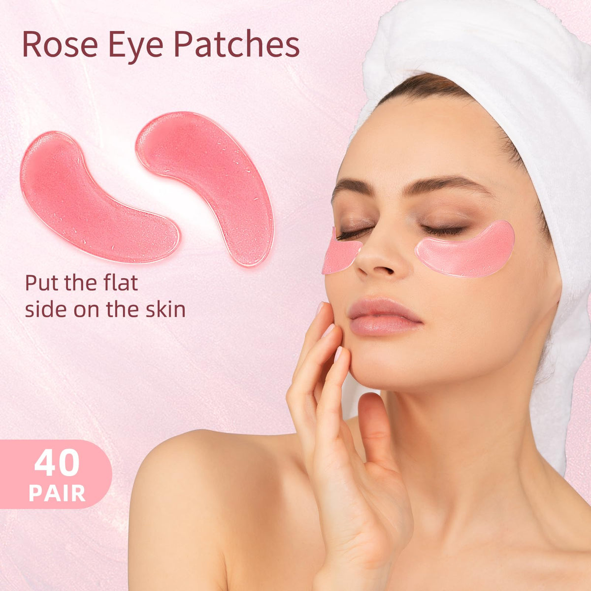 USTELIR Rose Under Eye Patches - 40 Pairs - Soothing Eye Masks for Dark Circles, Puffy Eyes & Wrinkles
