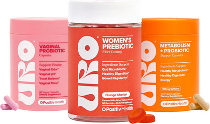 O Positiv URO Happy Body Bundle - Vaginal Probiotic, Metabolism & Fiber