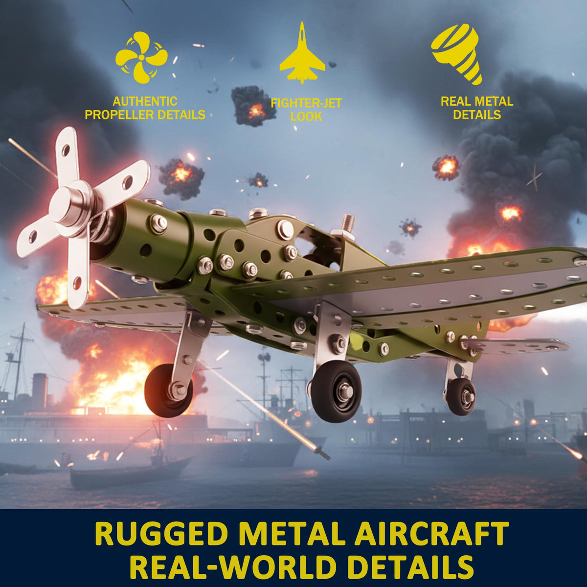 Metal Model Airplane Building Toys for Kids, DIY STEM Construction Kits
