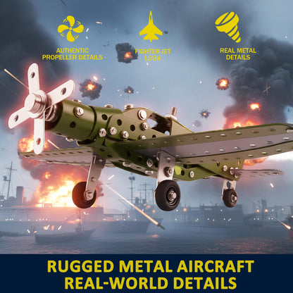 Metal Model Airplane Building Toys for Kids, DIY STEM Construction Kits