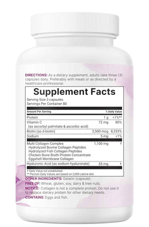 Micro Ingredients 2 Pack Multi Collagen Pills for Women & Men, 480 Capsules | Type I, II, III, V, X | Hydrolyzed Protein Peptides with Biotin,