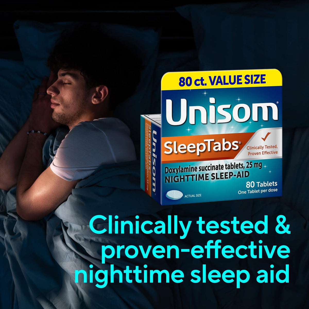 Unisom SleepTabs, Nighttime Sleep-aid, Doxylamine Succinate, 80 Tablets