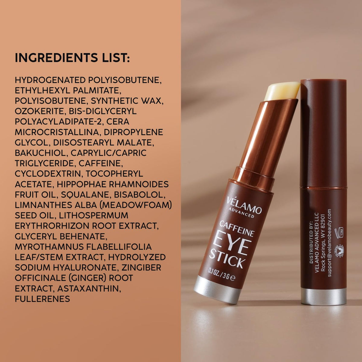VELAMO Advanced Caffeine & Retinol Eye Stick Duo – AM/PM Under Eye Balm for Dark Circles, Puffiness & Wrinkles