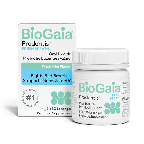 BioGaia Prodentis Fresh Breath Oral Probiotics for Bad Breath & Halitosis - + Zinc to Neutralize Odors - Promotes Healthy Gums & Teeth - 30 Dental Probiotic Lozenges - Dental Hygienist-Recommended