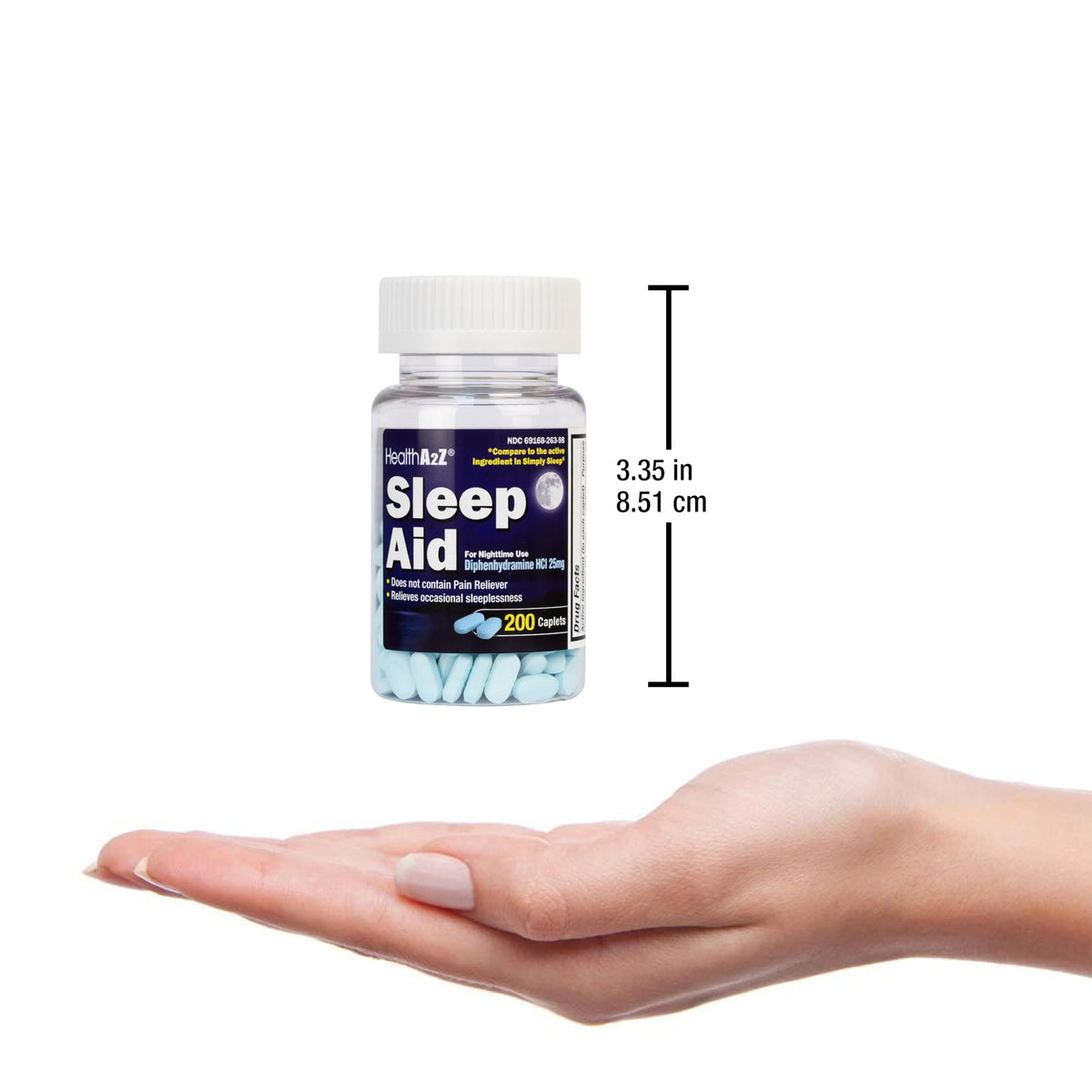HealthA2Z® Sleep Aid, Diphenhydramine HCl 25mg, Regular Strength 200 Caplets