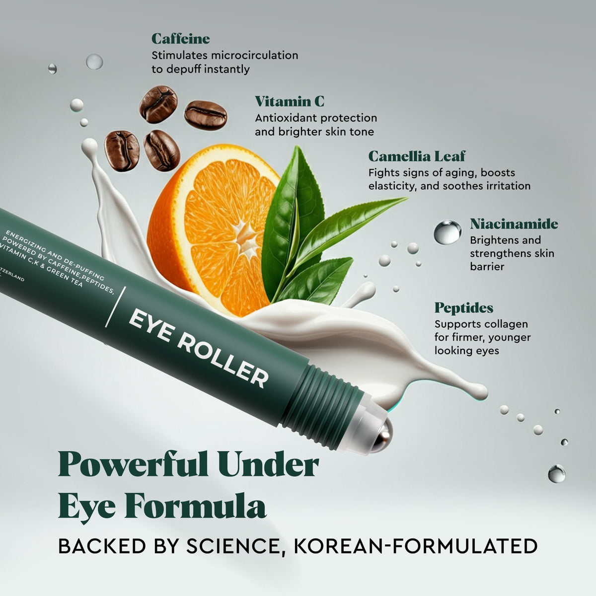 WOLF Project Under Eye Roller – Caffeine, Vitamin C & Peptides Eye Serum for Dark Circles, Puffiness & Fine Lines