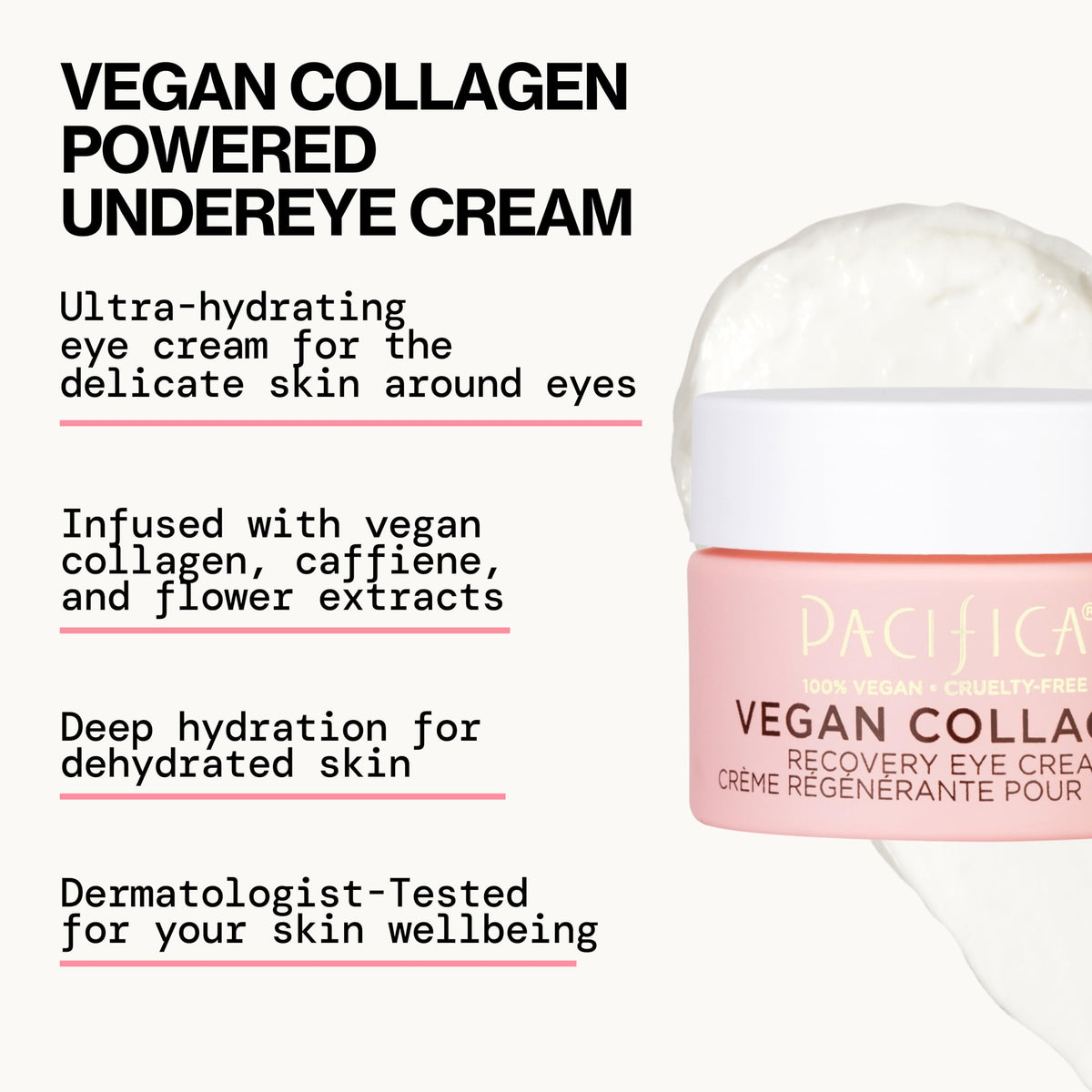 Pacifica Beauty Vegan Collagen Overnight Recovery Eye & Face Cream - Hyaluronic Acid & Vitamin C Hydrating Treatment (0.5 fl. oz / 15ml)