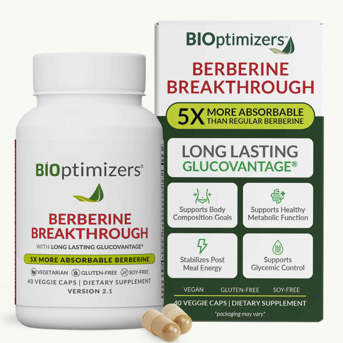 BIOptimizers Berberine Breakthrough Supplement - Metabolic Support –Healthy Metabolism - 60 Capsules - Vegetarian, Gluten-Free, Soy-Free