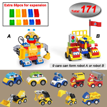 Klobroz Building Blocks for Toddlers 2-5, 171 Pieces Blocks Car Set for Kids Classic Large Building Bricks Compatible with All Major Brands Educational Toys for All Ages