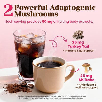 Venture Pal Mushroom Coffee, 12 Mushrooms, Focus & Digestion, 40 Servings - 12 Adaptogenic Mushrooms with Lion's Mane, Cordyceps, Reishi, Turkey Tail, Ashwagandha & Probiotics, Low Caffeine & Calories
