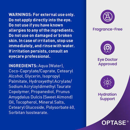 Optase LIFE Sensitive Eye Daily Renewal Cream (15ml) – Preservative-Free Hydrating Eye Cream for Dry & Sensitive Eyes | Dermatologist & Eye Doctor Approved