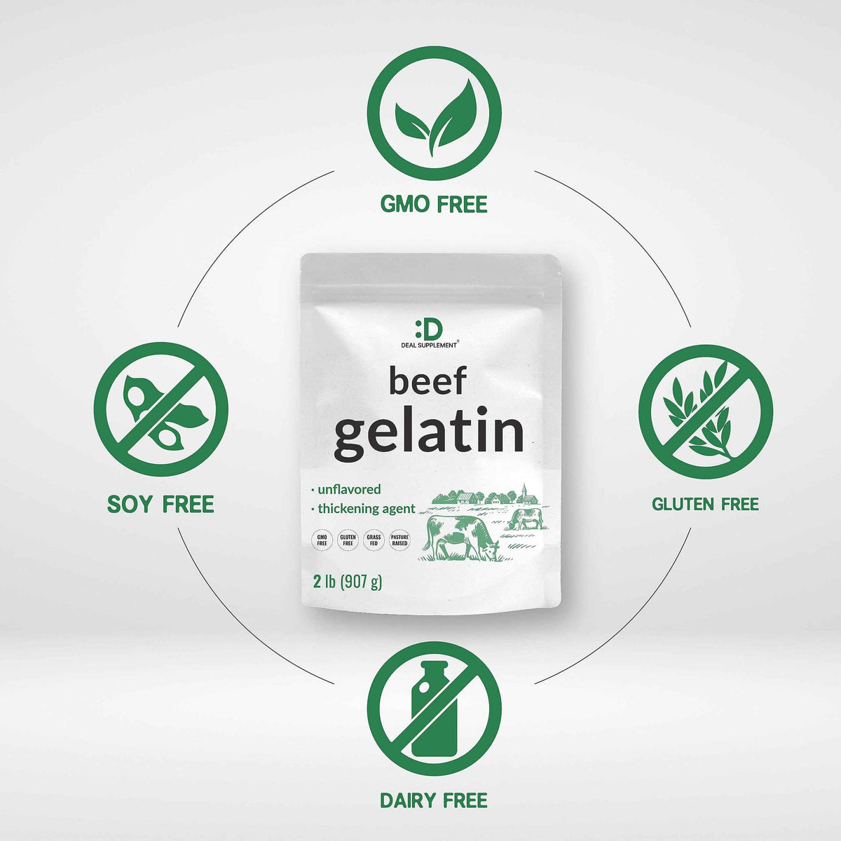 Unflavored Beef Gelatin Powder, 1lb - Grass Fed & Pasture Raised Bovine - Natural Thickener & Stabilizer for Cooking & Baking - High Collagen Protein Source - Non-GMO, Keto Friendly