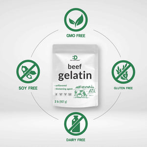 Unflavored Beef Gelatin Powder, 1lb - Grass Fed & Pasture Raised Bovine - Natural Thickener & Stabilizer for Cooking & Baking - High Collagen Protein Source - Non-GMO, Keto Friendly