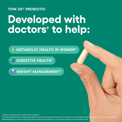 Physician's CHOICE Probiotics for Weight Management & Bloating, 30ct - 6 Probiotic Strains, Prebiotics, Cayenne, & Green Tea for Gut Health, Bloating Relief, & Weight Management for Women & Men