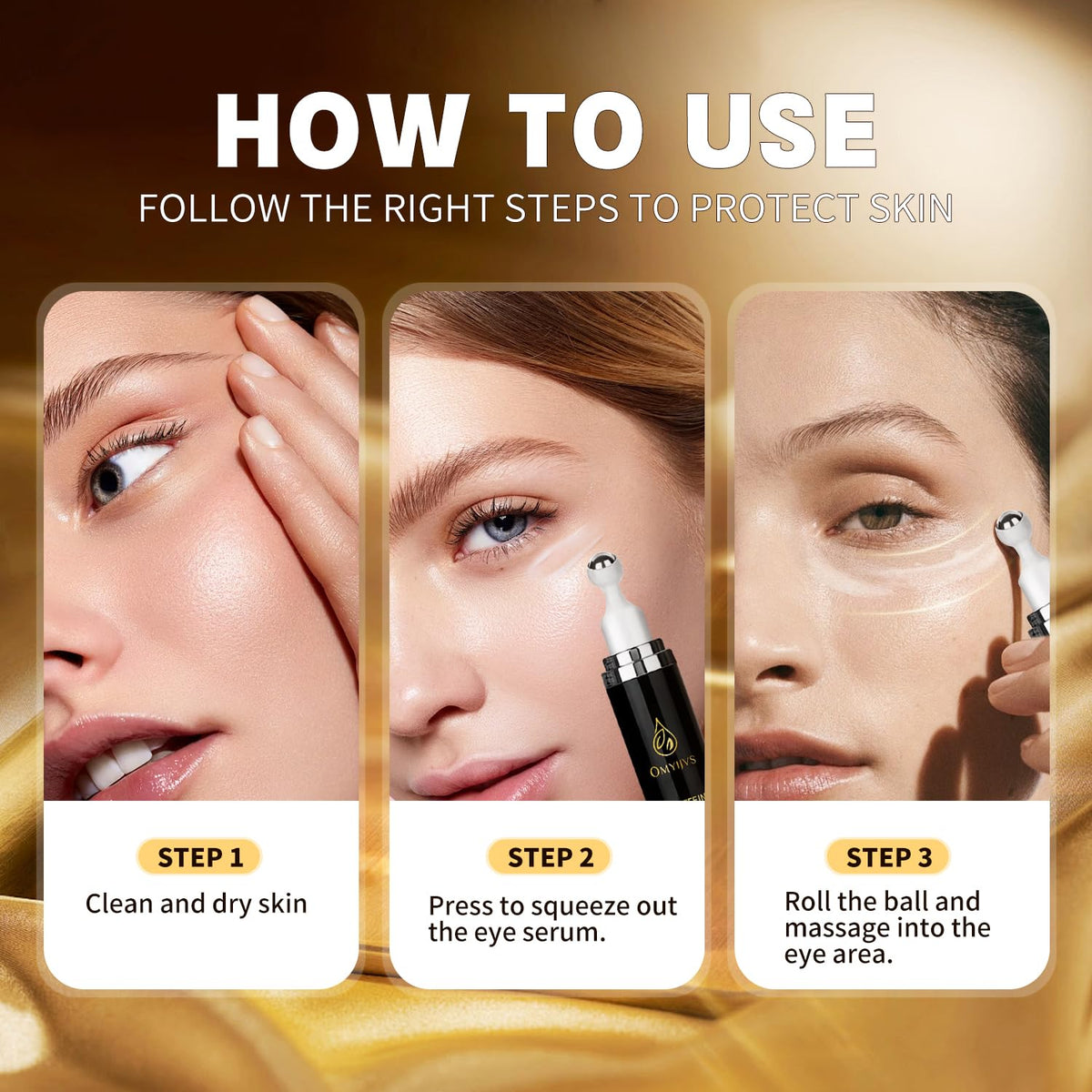 Caffeine Eye Serum with 360° Cooling Massage Roller (20ml) – Rapid Dark Circle & Puffiness Treatment | Anti-Aging Under Eye Brightener