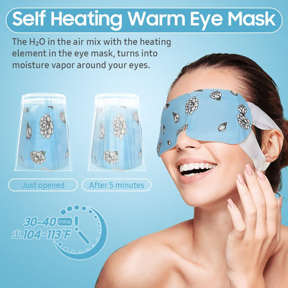 BeHoomi Self Heating Steam Eye Mask – Jasmine Scented Warm Compress Heated Eye Mask for Sleep, Spa & Relaxation (20 Pack)