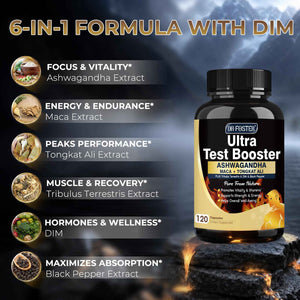 DRFOSTER Testosterone Booster for Men, Ultra Testosterone Formula 600mg Ashwagandha, Tongkat Ali & Maca - 120 Capsules