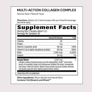 Plexus Multi-Action Collagen Complex - 30 Servings - Types I & III - Hydrolyzed collagen with Biotin, Ceramides, Vitamin C & E - supports skin, hair & nails, elasticity & hydration