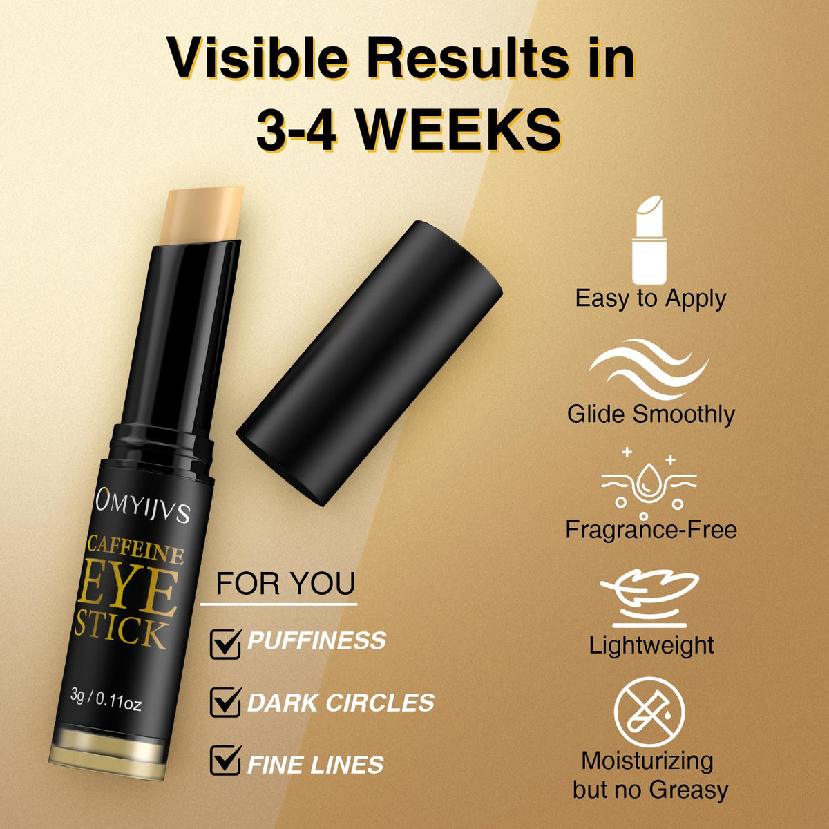 OMYIJVS Caffeine Eye Cooling Stick – Rapid Depuffing & Anti-Aging Treatment for Dark Circles, Wrinkles & Eye Bags