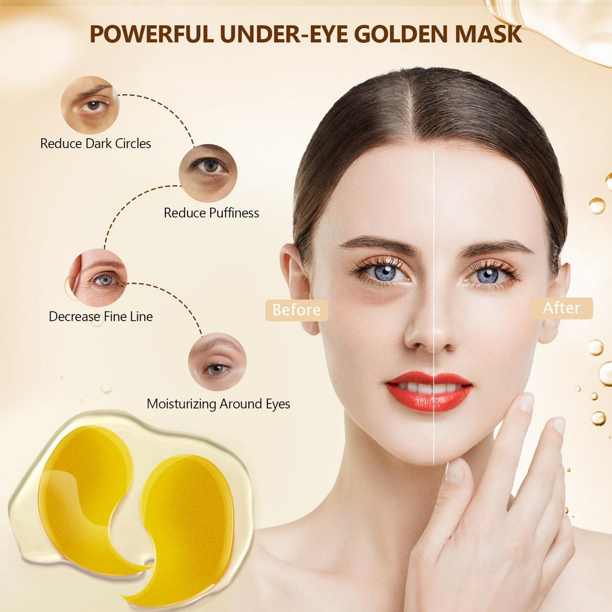 24K Gold Collagen Under Eye Patches - Luxury Rejuvenation (60 Pcs)