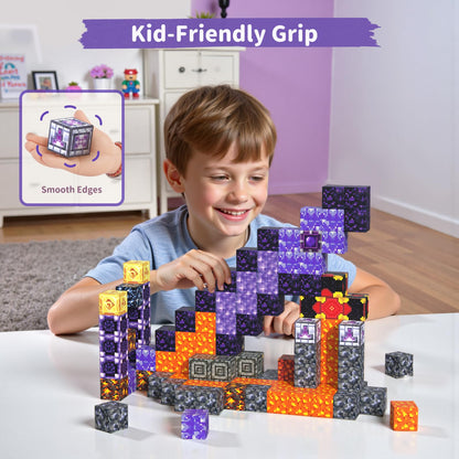 VNLINA Magnetic Blocks Building Toys - 108PCS Magnet Building Block Set Construction Cubes STEM Sensory Stacking Kids Toy for Age 3-5, 4-8, 8-12