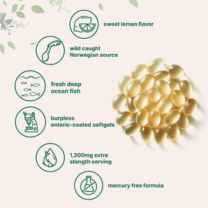 Micro Ingredients Extra Strength Omega 3 Fish Oil Supplements 1,200mg Per Serving, 240 Softgels - Lemon Flavored - Burpless - Essential Fatty Acids - EPA 220mg + DHA 150mg - Deep Sea Fish