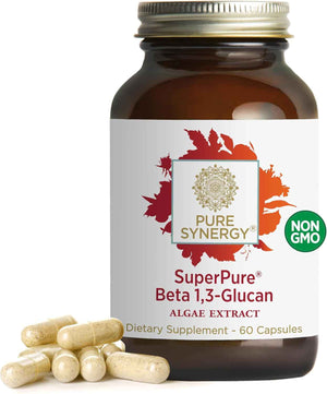 PURE SYNERGY SuperPure Beta 1,3-Glucan Extract - 500 mg Beta 1,3-Glucan Supplement from Algae - Yeast-Free, Non-GMO, Standardized Extract - Supports Immune Health & Digestion (60 Capsules)