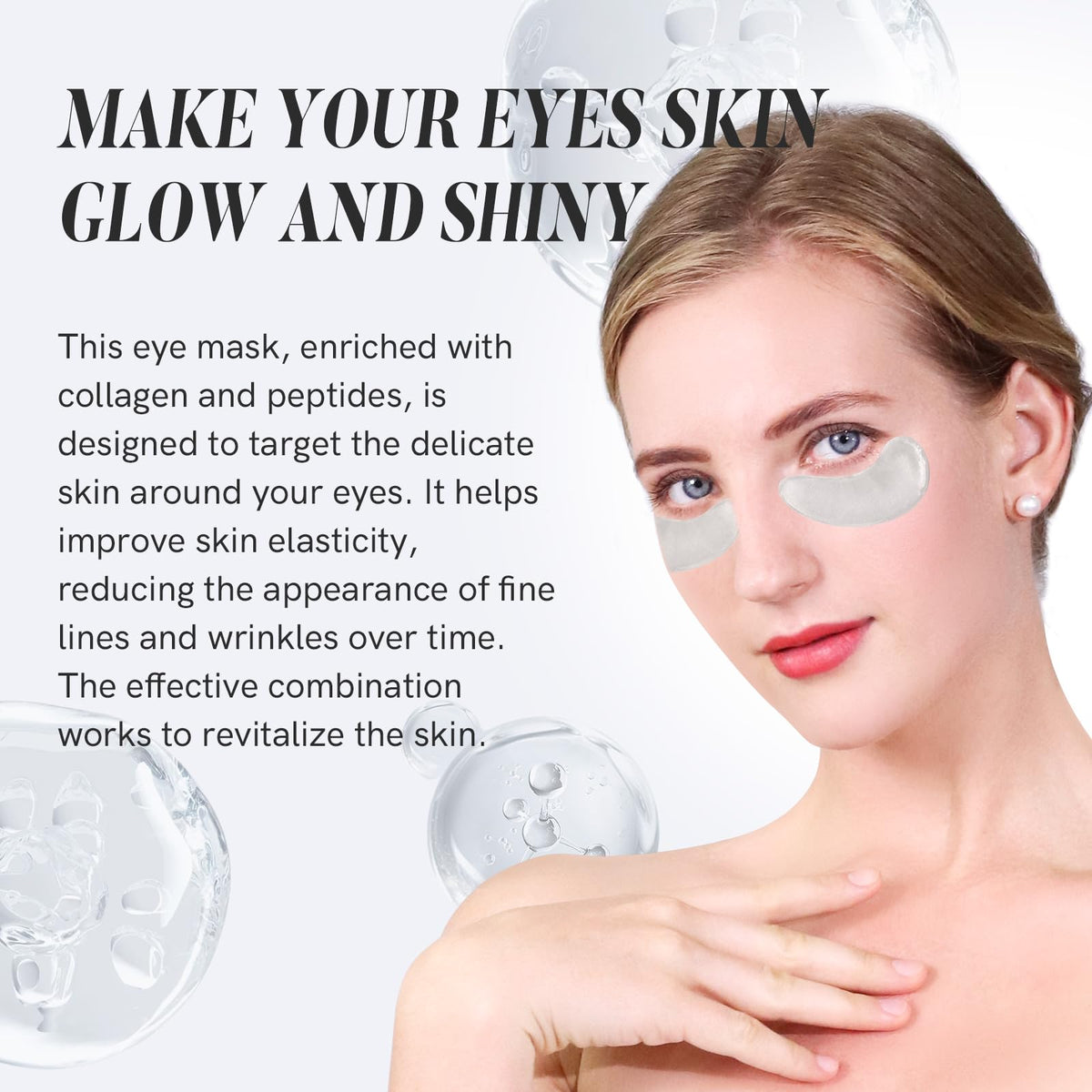 PEAUAMIE Collagen & Peptide Under Eye Patches (30 Pairs) – Rapid Relief for Dark Circles, Puffiness & Fine Lines | Professional Eye Mask Skincare