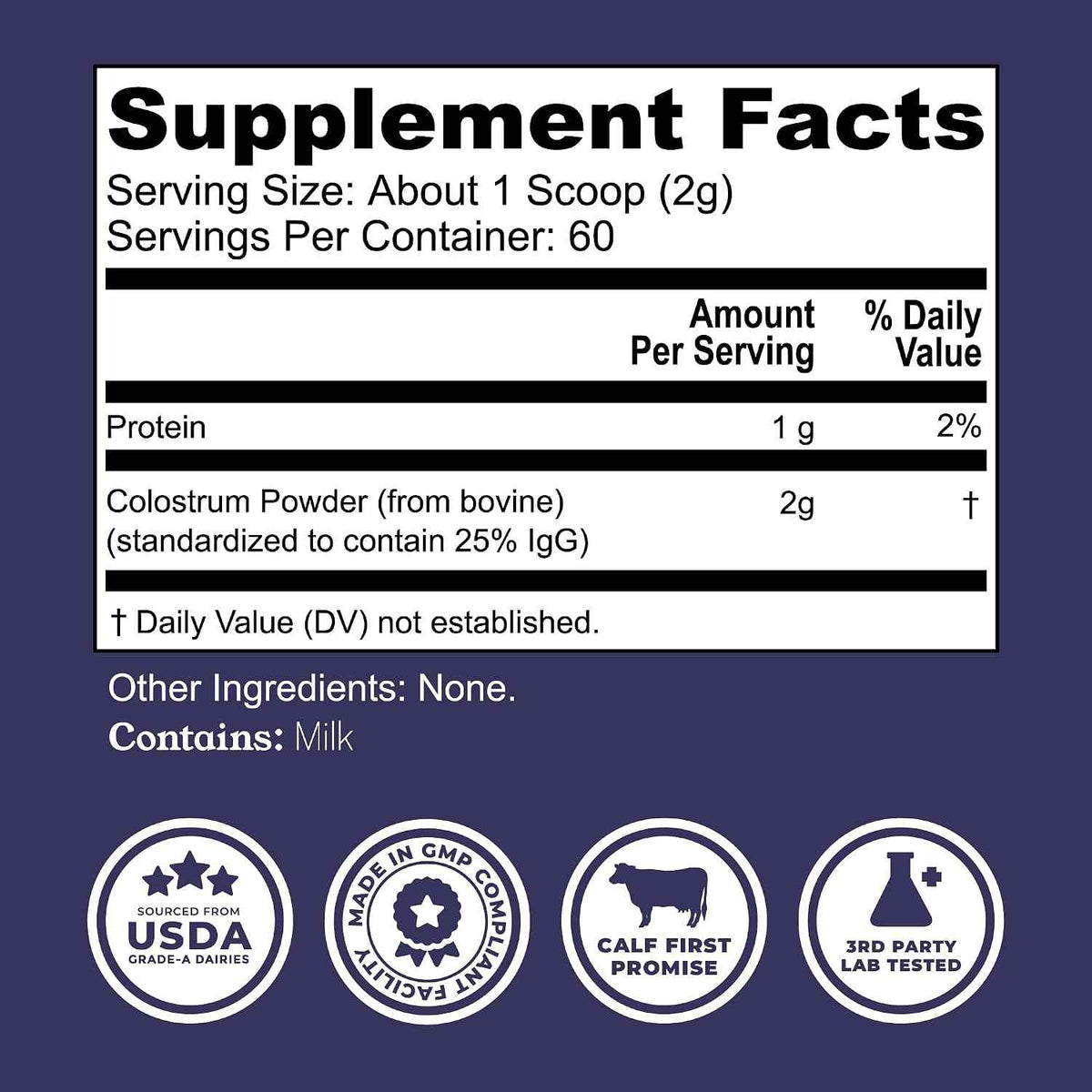 Colostrum Powder - USA Sourced Bovine Colostrum for Humans for Immune Support, Gut Health, Muscle Recovery - Single Ingredient, No Additives, Grass Fed, Non-GMO Colostrum Supplement for Women and Men