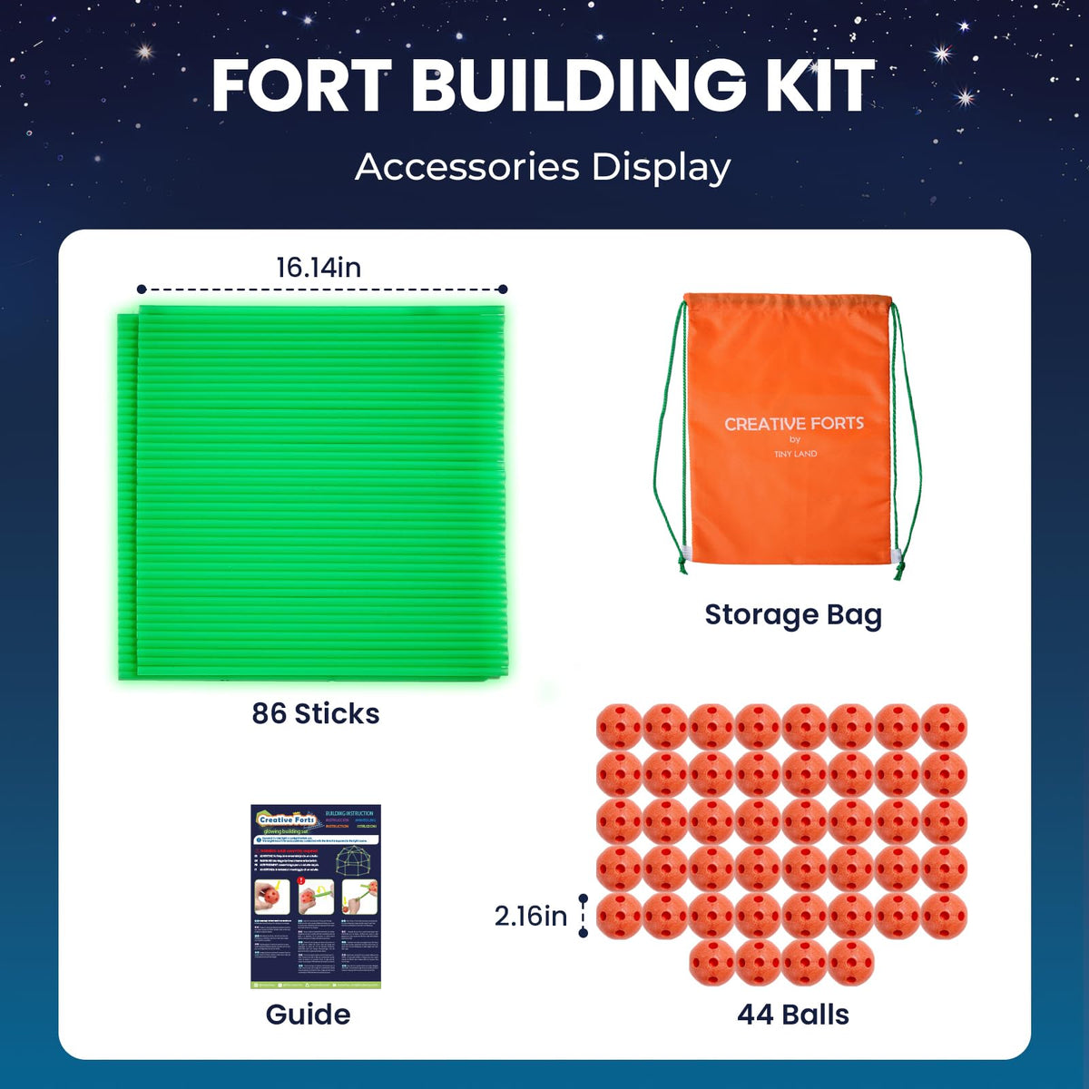 Tiny Land Glow Fort Building Kit for Kids Ages 4-12, STEM Building Toy