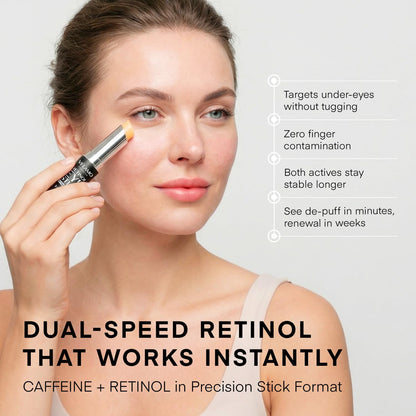 VELAMO ADVANCED Retinol Eye Stick (3g) - Upgraded Formula with 1% Bakuchiol & Caffeine for Dark Circles, Puffiness & Wrinkles