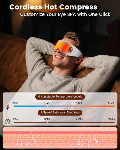 Anydance Cordless Heated Eye Mask – Rechargeable Warm Compress for Dry Eyes & Sleep Relief (Grey)