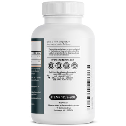 Bronson Calcium 1200 mg + Vitamin D3 1000 IU for Bone Health, 120 Tablets - High Potency Formula, Non-GMO, Gluten-Free & Soy-Free