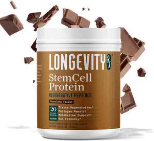 Stem Cell Protein Powder Chocolate - Bone Marrow & Bone Broth Protein, Bacillus Subtilis AB-22, Natural Peptides - Cellular Recovery - 30 Servings