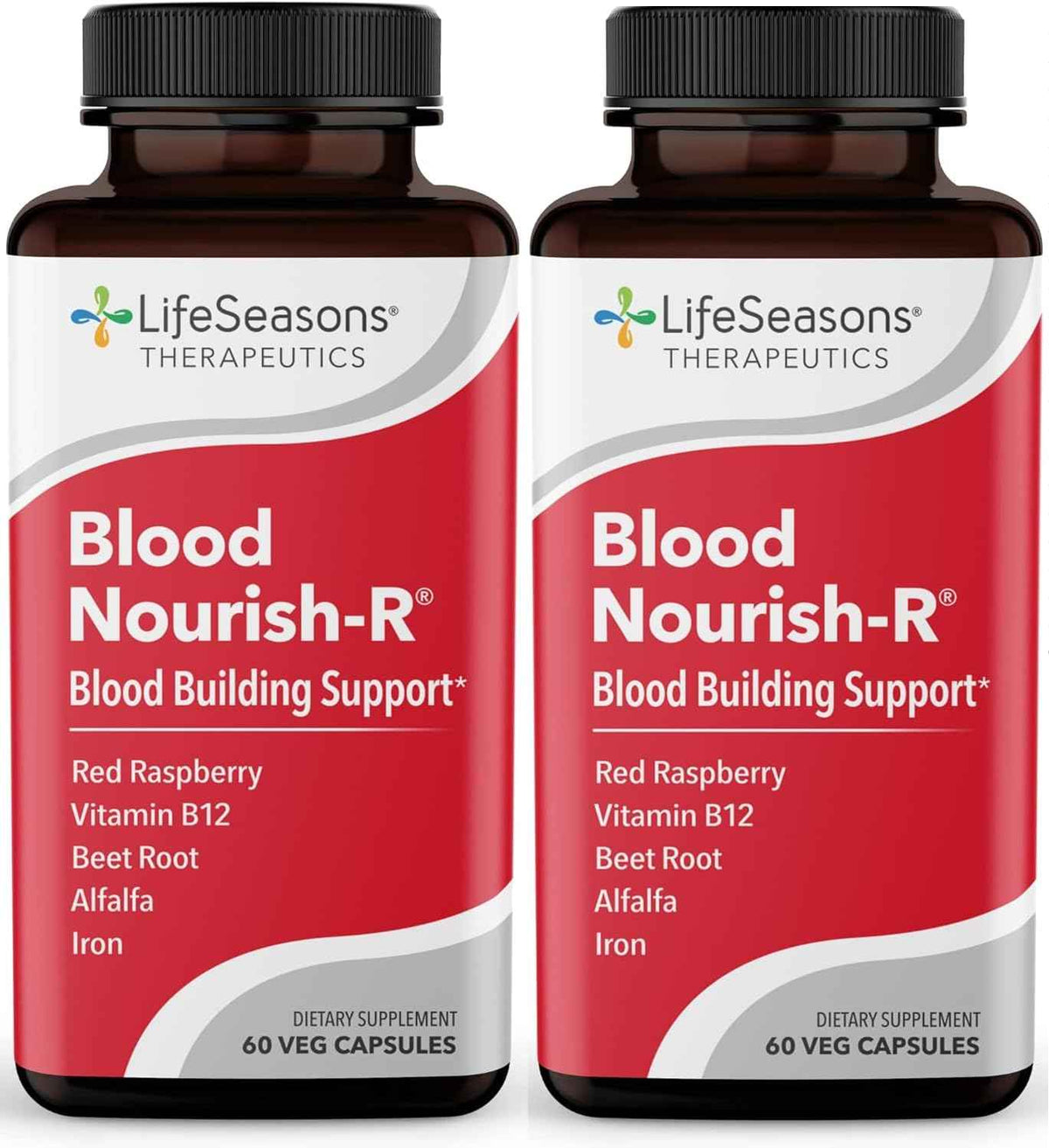 LifeSeasons Blood Nourish-R - Iron Deficiency Supplement - Supports Anemia, Fatigue & Dizziness - No Constipation - Blood Building - Iron, Beet Root, Alfalfa, Raspberry & Vitamin B-12-60 Capsules