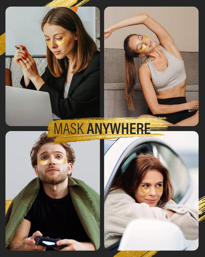 Maskiss 24k Gold Under Eye Patches (8 Pairs) - Mini Sampler Pack Collagen & Gold Eye Mask for Dark Circles & Puffiness