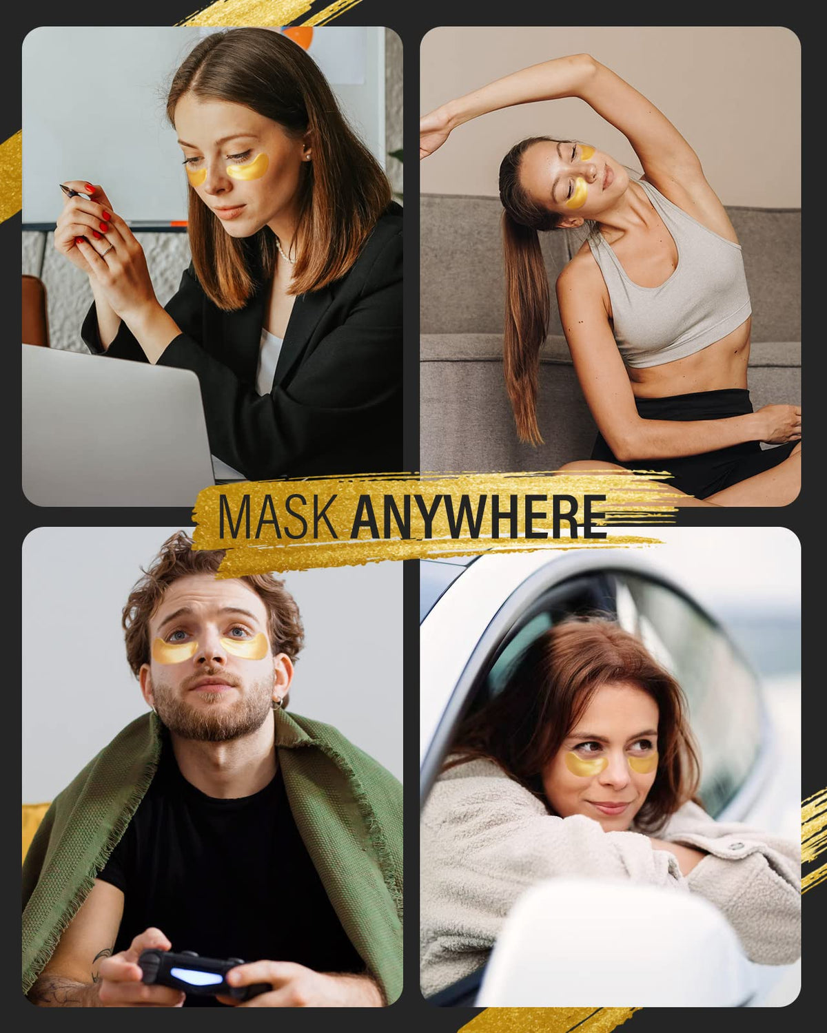 Maskiss 24k Gold Under Eye Patches (50 Pairs) - Value Bulk Pack Collagen Eye Mask for Dark Circles, Puffiness & Wrinkles