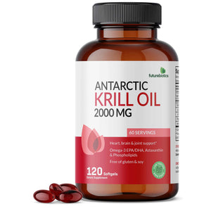 Futurebiotics Antarctic Krill Oil 2000mg with Astaxanthin, Omega-3s EPA, DHA and Phospholipids - 100% Pure Premium Krill Oil Heavy Metal Tested, Non GMO - 120 Softgels