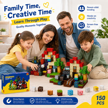 Magnetic Building Blocks 150PCS, 0.8in Stacking Cubes STEM Toy Kids Ages 3+