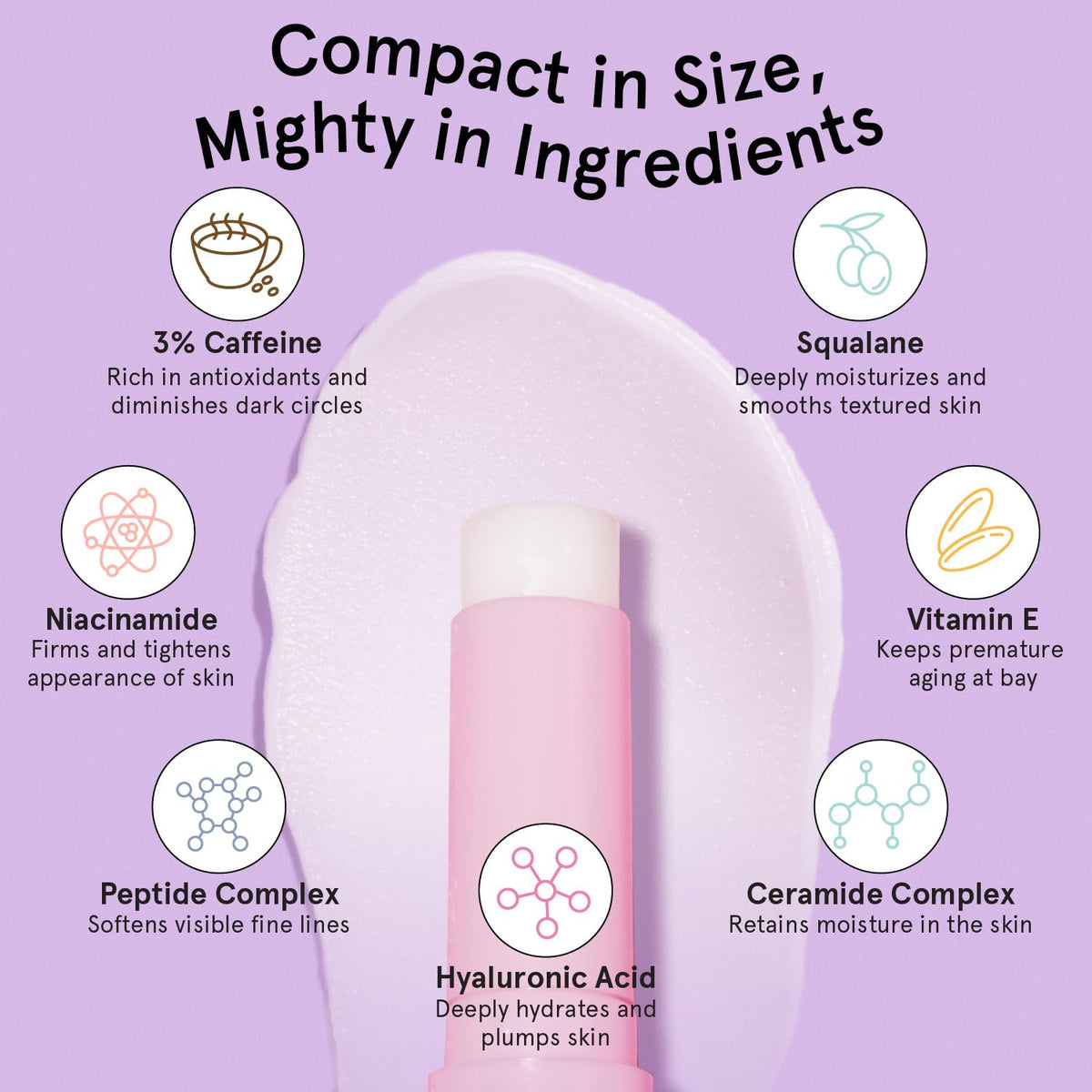 grace & stella Under Eye Brightener Balm Stick (3.5g) - Travel-Size Caffeine Eye Cream for Dark Circles, Puffiness & Wrinkles | Vegan Brightening Stick with Niacinamide