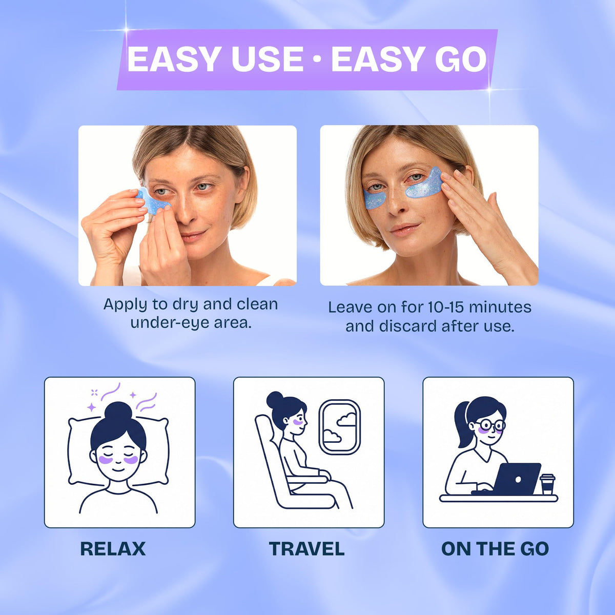 MAREE Under Eye Patches (12 Pairs) - Collagen & Hyaluronic Acid for Puffy Eyes
