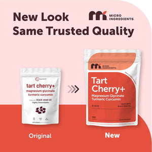 Tart Cherry+ with Magnesium Glycinate & 95% Turmeric Curcumin, 300 Softgels - Made with Black Seed Oil - Tart Cherry Extract Supplement - 3-in-1 Herbal & Mineral Complex - Non-GMO, Gluten Free