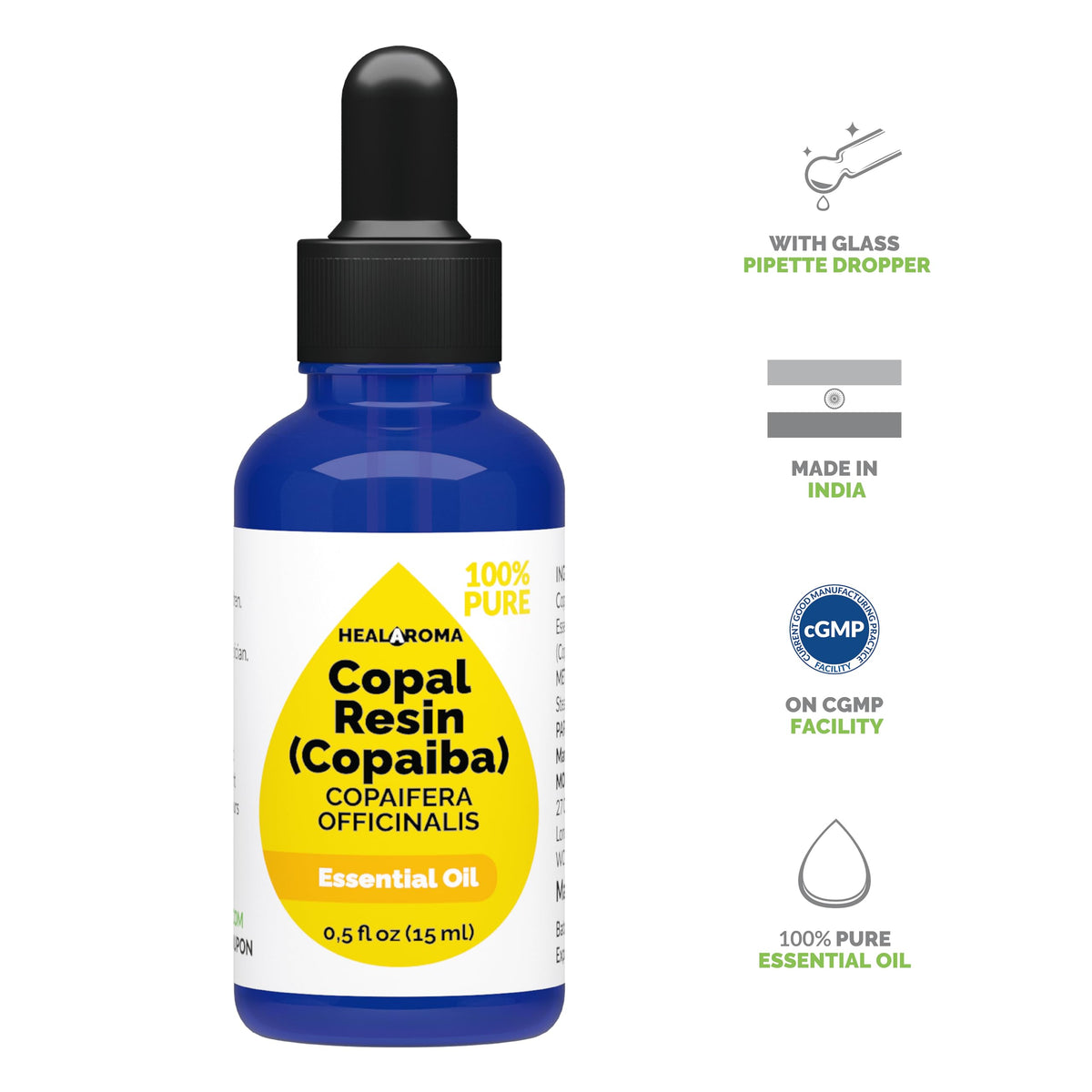 Copaiba - Copal Resin Essential Oil 15 ml - 0.5 oz - Pure & Natural - with Pipette Dropper