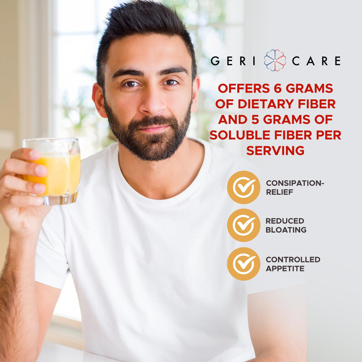 GeriCare Geri-Mucil Psyllium| 4-In-1 Orange-Flavor Psyllium Husk Powder| Daily Fiber Supplement| Sweetened Gluten-Free Fiber Drink Mix| Water-Soluble Husk Fiber Powder For Bowel Movement|13oz (2 Pack)