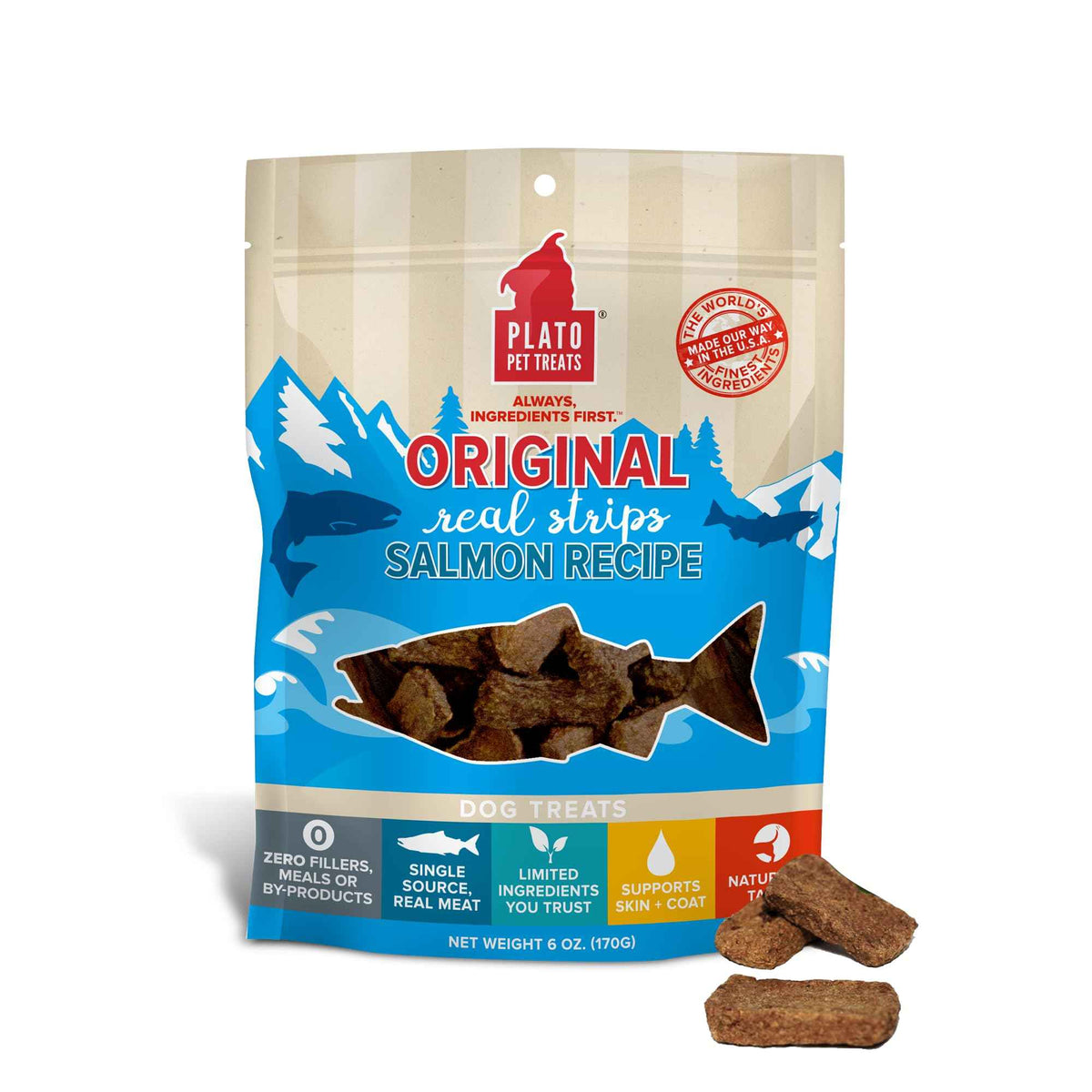 Plato Real Strips Salmon Recipe Dog - 18 oz