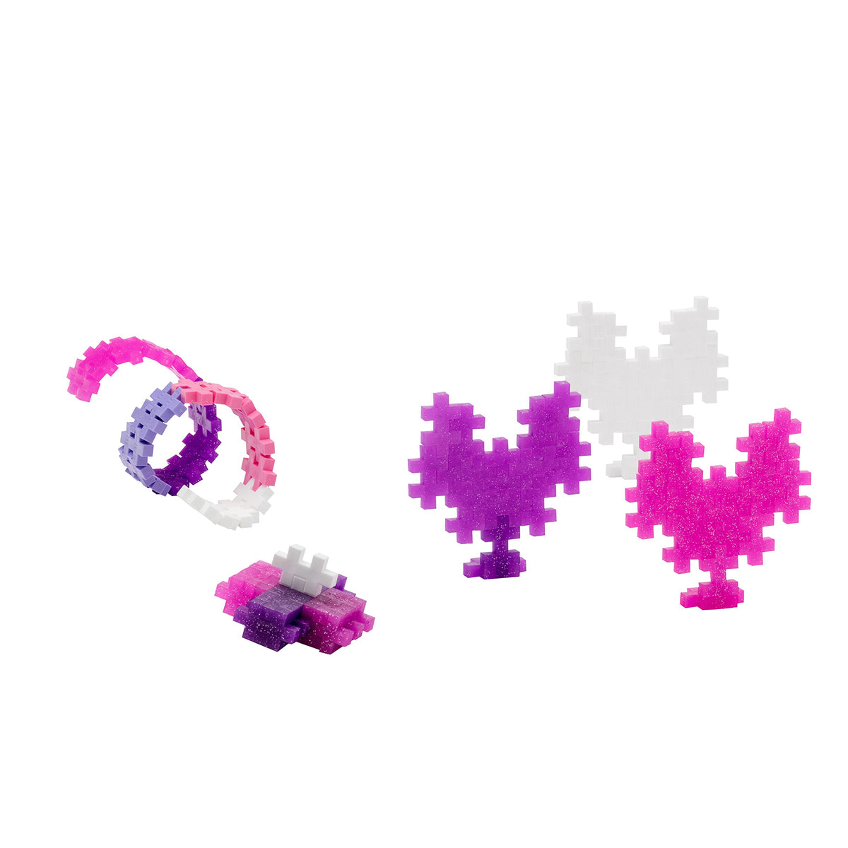 PLUS PLUS 240 Piece Glitter Mix Tube & Baseplate - Mini Interlocking Building Blocks Set, Stem Toys for Kids - Sensory Bin Fillers/Waffle Blocks Gifts for Boys & Girls