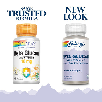SOLARAY Beta Glucan with Vitamin C | Immune Support | 60 VegCaps