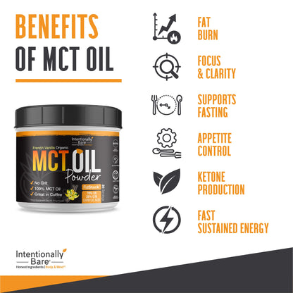 Intentionally Bare MCT Oil Powder - French Vanilla – Zero net Carbs 15oz